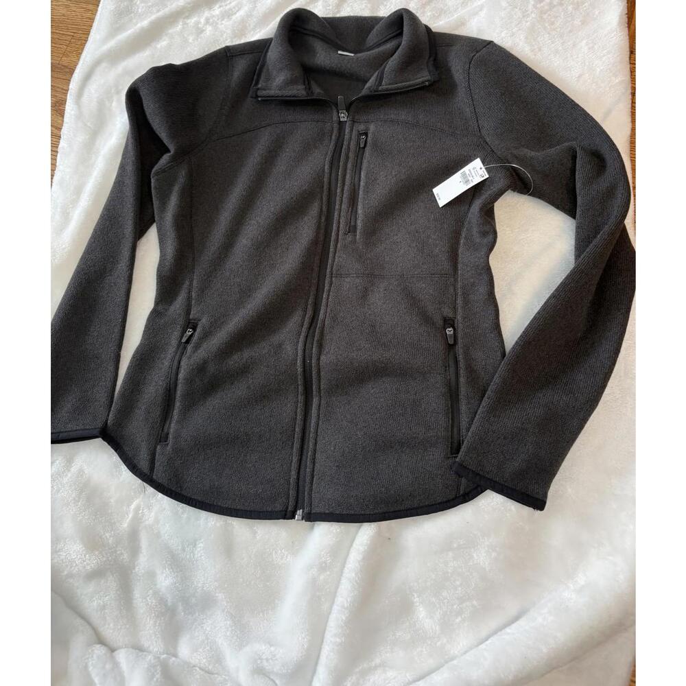 Dark Gray Fleece Jacket with Full Zip and Pockets, Size Small